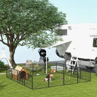 PawHut Grote 16-delige box om te bouwen tot 2 hokken Staalgrijs 80 x 60 x 1,5 cm (elk deel)(m-8)