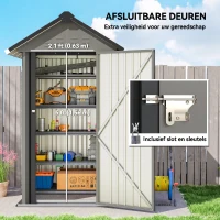 Outsunny Metalen Tuinhuis 1,17 m², Gereedschapsschuur met Zadeldak, Ventilatie, Slot en Handschoenen, 122 x 121 x 192 cm(m-7)