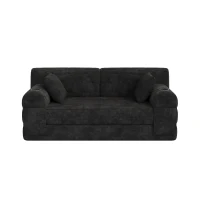 Cozy Sleeper Sofa with High-Density Foam and Soft Corduroy, Convertible Couch for Living Rooms and Small Spaces, 168L x 80W x 81H cm, Black(m-2)