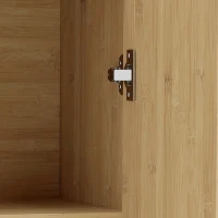 HOMCOM Armario mural de baño bohemio con 2 puertas efecto ratán de cierre suave y estantería regulable, roble(m-6)