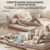 HOMCOM 2-in-1 Vloerstoel met Verstelbare Rugleuning, 102 x 73 x 60 cm, Beige(m-4)