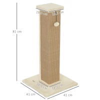 PawHut Arbre à griffer Arbre à chat, incl. balle de jeu, peluche, jute, 41 cm x 41 cm x 81 cm, Beige(m-3)