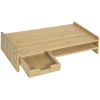 HOMCOM Suporte para Monitor de Bambu Organizador de Escritório para Monitor Portátil 48x25,5x11,5 cm Madeira(m-14)