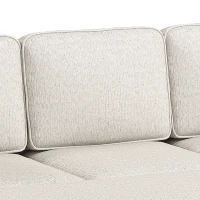 HOMCOM Sofá Esquinero Convertible de Chenilla Sofá Cama 3 Plazas Modular 225 cm con Puff de Almacenaje Beige(m-8)