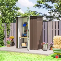 Outsunny Tuinpaviljoen 1,2 m² - Opberging voor gereedschap - Tuinhuis met vergrendelbare deur - bruine stalen deur(m-8)