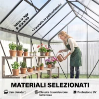 Outsunny Serra da Giardino in Policarbonato con Telaio in Lega di Alluminio 7.1㎡, con Grondaie, Finestre Apribili Regolabili, Porta Scorrevole(m-4)