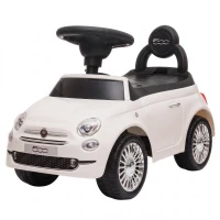 AIYAPLAY Voiture à pousser pour enfants 12-36 mois Licence Fiat avec musique, klaxon et coffre sous-siège en PP, Blanc(m-8)