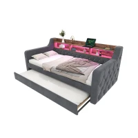 Space-Saving Sofa Bed with Pull-Out Bed, Versatile Sleeper Couch for Bedrooms, Guest Rooms, or Youth Rooms, 201L x 107W x 75H cm, Dark Gray(m-13)