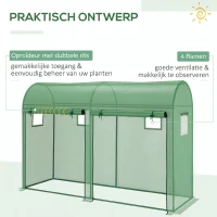 Outsunny Foliekas kas koude kas 4 ramen en 2 deuren groen staal PE(m-6)