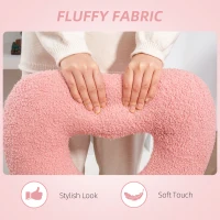 HOMCOM Sedia da Ufficio Girevole con Schienale a Cuore, Senza Braccioli, Sedia da Scrivania Cameretta Imbottita, Velluto Teddy, Altezza Regolabile, Trucco, Studio Camera da Letto, Portata 120kg Rosa(m-5)
