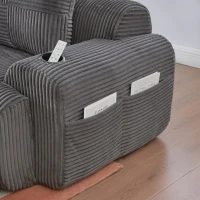 4-Seater Modular Cord Sofa with 2 Ottomans and Integrated Cup‑Holders, Corduroy Sectional Sofa for Living Rooms, 333L x 174W x 80H cm, Dark Gray(m-12)