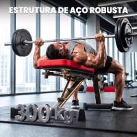 SPORTNOW Banco de Musculação Dobrável com Bandas de Resistência Encosto Ajustável Plano/Inclinado/Declinado e Extensão de Pernas(m-8)