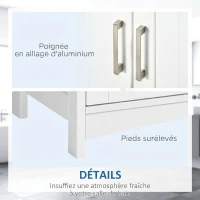 kleankin Meuble salle de bain sous lavabo à double portes avec étagères réglables, blanc et bois naturel(m-7)