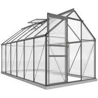 Outsunny Serra da Giardino in Policarbonato con Telaio in Lega di Alluminio 7.1㎡, con Grondaie, Finestre Apribili Regolabili, Porta Scorrevole(m-1)