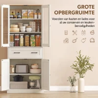 HOMCOM Vrijstaande Keukenkast, 5-lagen Voorraadkast met Verstelbare Planken en Lade voor Woonkamer, Eetkamer(m-5)