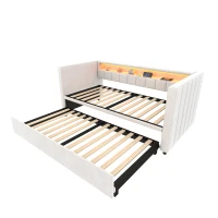 Space-Saving Sofa Bed with Pull-Out Bed, Versatile Sleeper Couch for Bedrooms, Guest Rooms, or Youth Rooms, 201L x 100W x 73H cm, Beige(m-13)