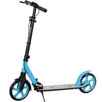 HOMCOM Trottinette Pliable pour Adultes 14+ Ans, Guidon Réglable, Grandes Roues, Amortisseur, Aluminium, 91,5x36,5x104cm, Bleu(m-1)