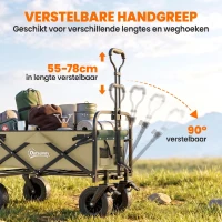 Outsunny Opvouwbare Bolderkar, 110 L, tot 100 kg, Telescopische handgreep, Stalen frame, 94 x 57 x 77-100 cm, Khaki(m-5)