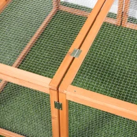PawHut Buitenren buitenverblijf konijnenhok klein huisdier vurenhout naturel(m-11)