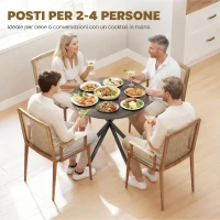 HOMCOM Tavolo da Pranzo Rotondo Stile Industriale con Gambe a Croce in Acciaio, Ø80x75 cm, Marrone(m-4)