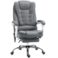 Vinsetto Ergonomische massage bureaustoel met 6 Vibratiepunten, Verstelbare Rugleuning en 360° Draaistoel Grijs(m-11)