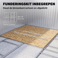 Outsunny Gereedschapsschuur met fundering 24,5 m³ gereedschapsschuur tuinhuisje stalen schuifdeur(m-6)