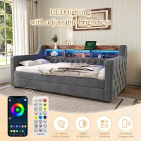 Space-Saving Sofa Bed with Pull-Out Bed, Versatile Sleeper Couch for Bedrooms, Guest Rooms, or Youth Rooms, 201L x 107W x 75H cm, Dark Gray(m-8)