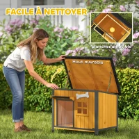 PawHut Niche pour Chien Extérieur Maison pour Chien Surélevée Anti-Morsure Toit Ouvrable Imperméable 84,5x62x65cm Jaune(m-6)