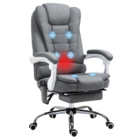 Vinsetto Ergonomische massage bureaustoel met 6 Vibratiepunten, Verstelbare Rugleuning en 360° Draaistoel Grijs