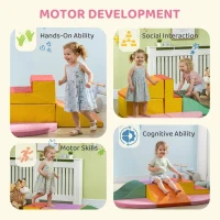 HOMCOM 6 Piece Soft Play Equipment for Kids Climb and Crawl, Red(m-9)