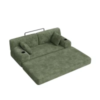 Cozy Sleeper Sofa with High-Density Foam and Soft Corduroy, Convertible Couch for Living Rooms and Small Spaces, 168L x 80W x 81H cm, Green(m-10)