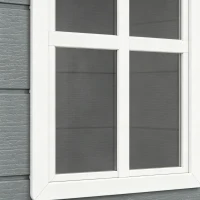 Outsunny Tuinschuur, Kunststof Tuinhuis met Vloer, Venster, Vergrendelbare Deuren, voor Tuin, 131B x 186D x 198H cm, Grijs(m-14)