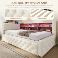 Velvet Pull-Out Sofa Bed Frame with Wooden Headboard Shelf, Convertible Daybed with Lift-Up Armrest Storage, 211L x 91W x 84H cm, Beige(m-6)