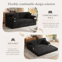 Cozy Sleeper Sofa with High-Density Foam and Soft Corduroy, Convertible Couch for Living Rooms and Small Spaces, 168L x 80W x 81H cm, Black(m-4)