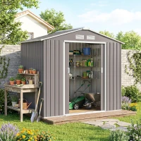 Outsunny Gereedschapsschuur tuinhuisje opbergruimte voor gereedschappen tuinkast gereedschapskast metaal(m-11)