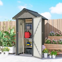 Outsunny Metalen Tuinhuis 1,17 m², Gereedschapsschuur met Zadeldak, Ventilatie, Slot en Handschoenen, 122 x 121 x 192 cm(m-10)