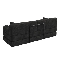 Cozy Sleeper Sofa with High-Density Foam and Soft Corduroy, Convertible Couch for Living Rooms and Small Spaces, 208L x 80W x 81H cm, Black(m-11)