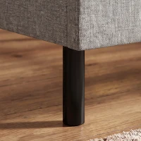 HOMCOM Marco de Cama 140x190 cm con Somier y Cabecero Ajustable Cama Doble Acolchada en Lino con Almacenamiento Inferior Gris(m-7)