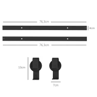 HOMCOM Kit per Porta Scorrevole Pieghevole in Acciaio al Carbonio Nero 152.5x0.5x4 cm(m-3)