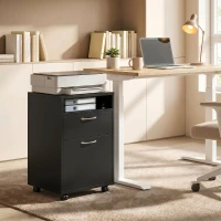 HOMCOM Bloco de Gavetas de Escritório com Armário e Gaveta Móvel Arquivador com Rodas Suporte para Impressora 40x35x60 cm Preto(m-8)