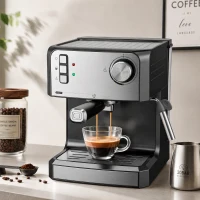 HOMCOM Cafetera espresso, cafetera 20 BAR con boquilla de vapor, depósito de 1,6 L, Negro(m-6)