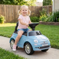 AIYAPLAY Voiture à pousser pour enfants 12-36 mois Licence Fiat avec musique, klaxon et coffre sous-siège en PP, Bleu(m-4)