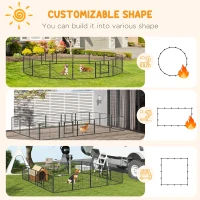 PawHut 16 Panels Heavy Duty Puppy Playpen, for Small Dogs, Indoor and Outdoor Use - Grey(m-15)