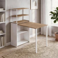 HOMCOM Opklapbaar Bureau Keukentafel met 4 Planken Computertafel Werktafel Laptoptafel 105 x 60 x 127 cm Natuurhout(m-10)