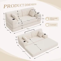 Cozy Sleeper Sofa with High-Density Foam and Soft Corduroy, Convertible Couch for Living Rooms and Small Spaces, 168L x 80W x 81H cm, Beige(m-3)