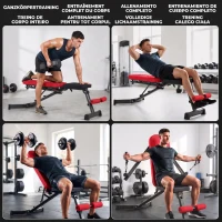 SPORTNOW Banco de Musculação Dobrável com Bandas de Resistência Encosto Ajustável Plano/Inclinado/Declinado e Extensão de Pernas(m-4)
