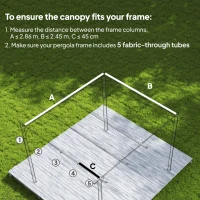 Outsunny Pergola Cover Roof, 2.86 x 2.45 m Retractable Sun Shade Top for 3 x 2m Pergola, UV30+ Protected, Dark Grey(m-4)
