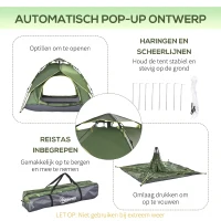 Outsunny Dubbele tent familietent Quick-Up tent 2 volwassenen + 1 kind camping waterdicht(m-6)