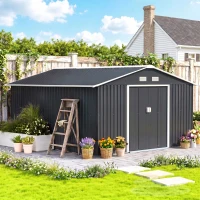 Outsunny Gereedschapsschuur met fundering 24,5 m³ gereedschapsschuur tuinhuisje stalen schuifdeur(m-2)