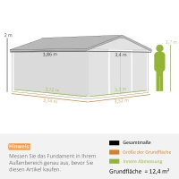 Outsunny Gereedschapsschuur met fundering 24,5 m³ gereedschapsschuur tuinhuisje stalen schuifdeur(m-3)